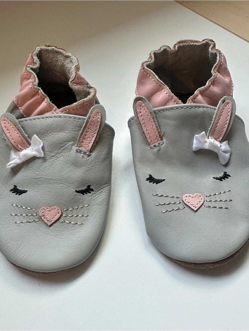 Robeez Heart Bunny Soft Sole Leather Moccasins Shoes 12-18m